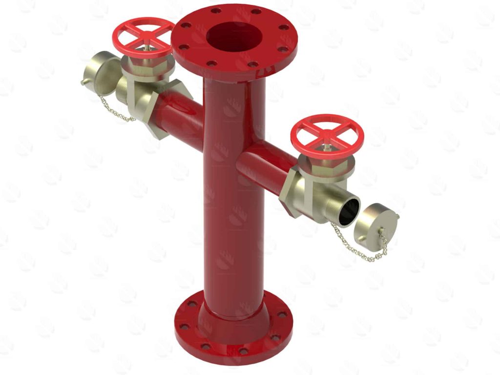 Base de hidrante de 4 con 2 salidas con flanche