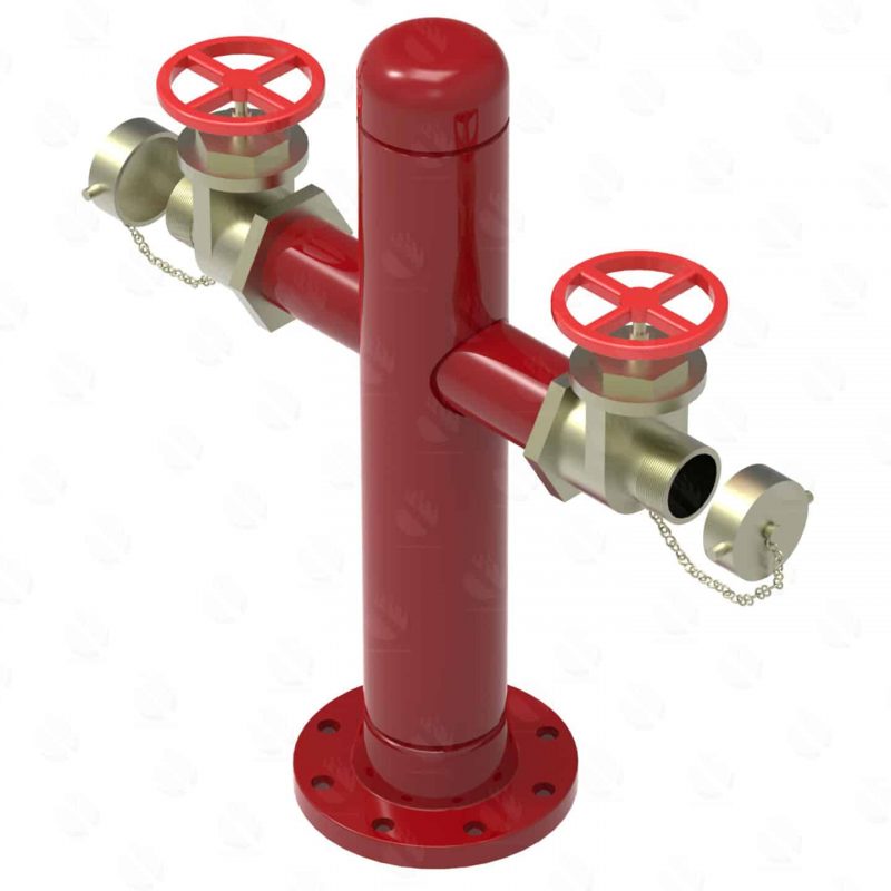Base de hidrante de 4 con 2 salidas con cap
