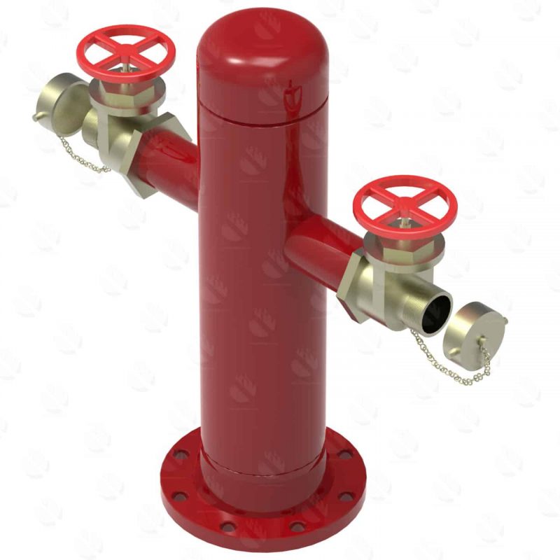Base de hidrante de 6 con 2 salidas con cap