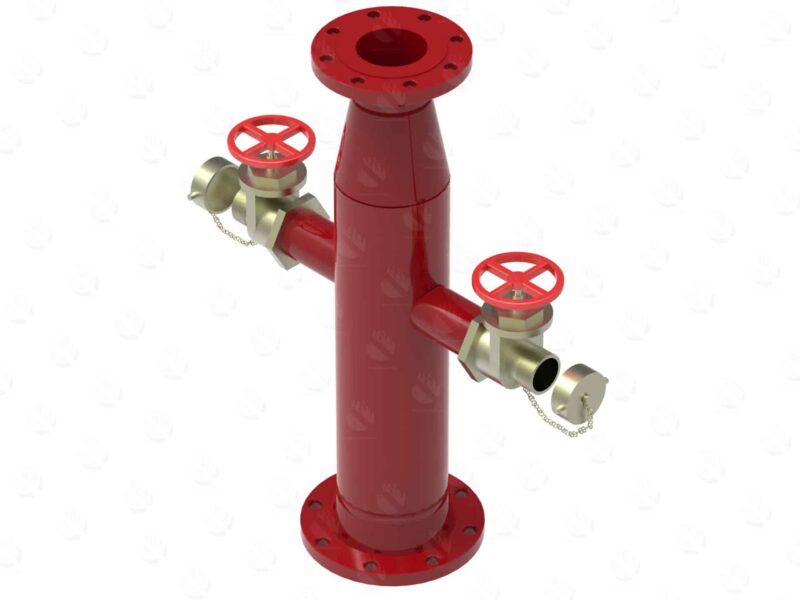 Base de hidrante de 6 reducción 4 con 2 salidas