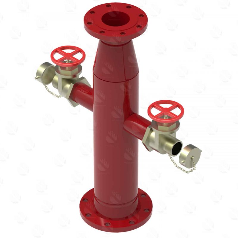 Base de hidrante de 6 reducción 4 con 2 salidas