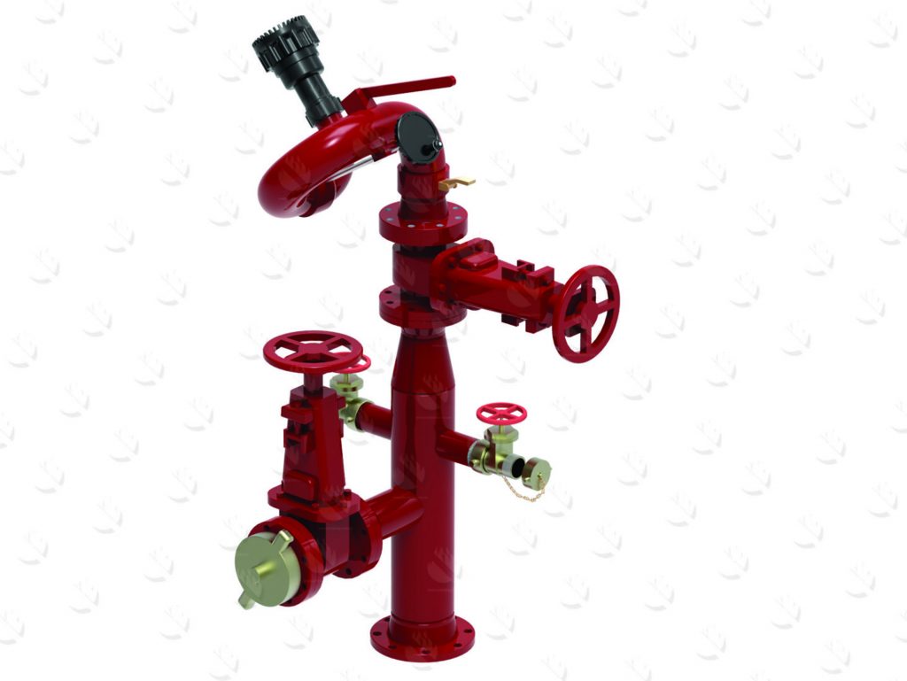 Hidrante de agua de 6" con reducción 4", con 2 salidas de 2 1/2" y una frontal