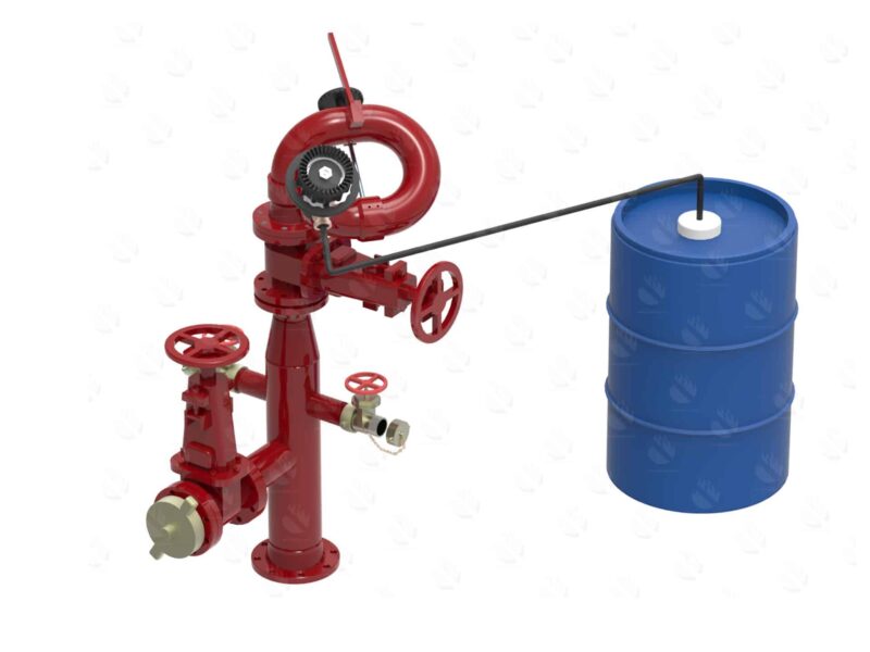 Hidrante de agua/espuma de 6" con reducción 4", con 2 salidas de 2 1/2" y una frontal con caneca